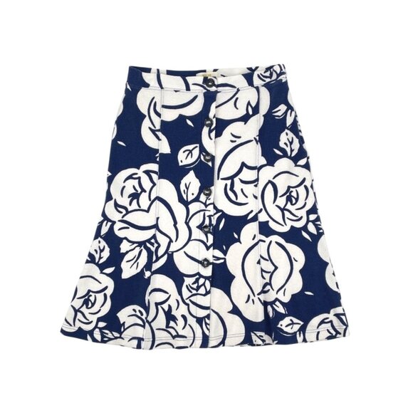 Anthropologie Maeve Amiens Blue Floral Midi Flared Skirt Top Set Womens Medium - Picture 7 of 12